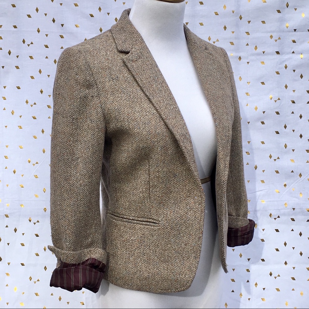 H&M Brown Tweed Blazer with Elbow Patches