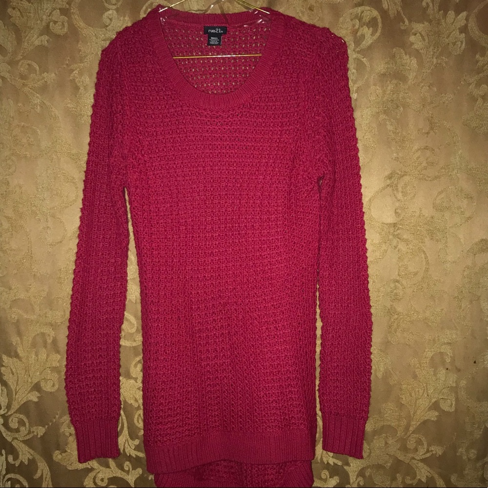 Red crew neck  Waffle sweater