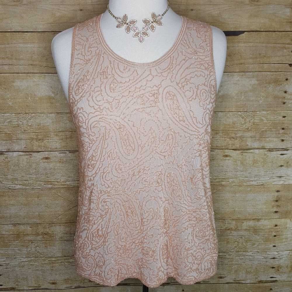NWT Oscar De La Renta Beaded Sleeveless Top