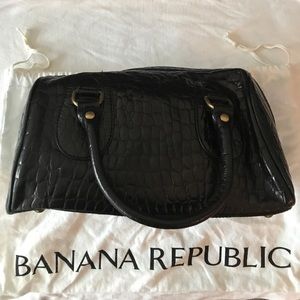 Banana Republic Black Leather Crocodile Purse