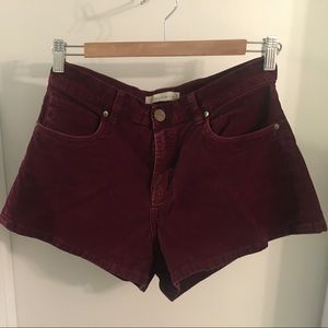 Urban Outfitters maroon cord shorts