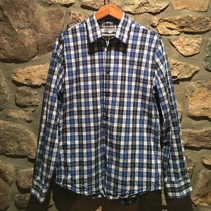 Express Blue,White&Black Striped Long Sleeve Shirt
