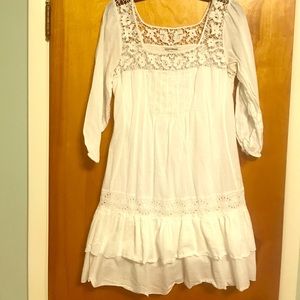 White Dress with Eyelet Lace Accents