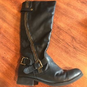Black over the calf boots