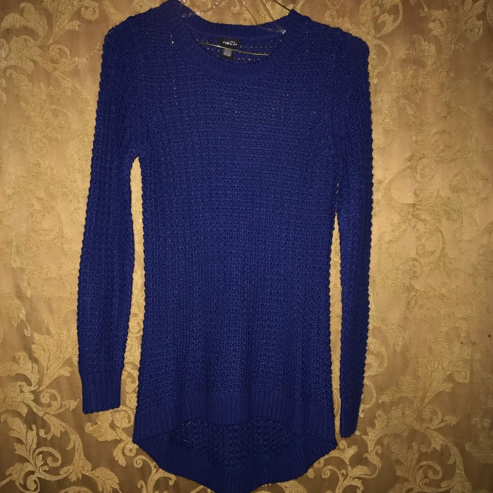 Royal Blue Crew neck waffle sweater