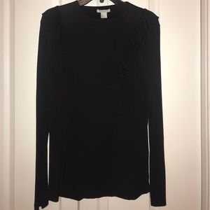 H&M black ruffle long sleeve blouse large H&M black ruffle long sleeve blouse large