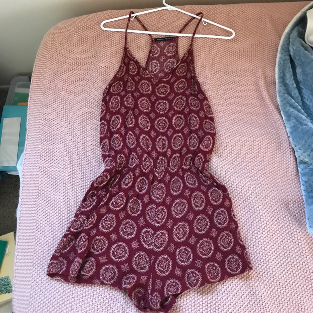 Brandy Melville red patterned romper