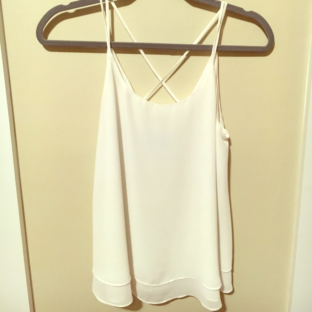 Cross-back white tank top