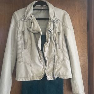 Free people vegan leather jacket 6 light grey