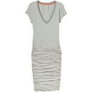 Athleta fitted grey and white striped dress