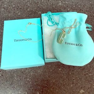 Tiffany & Co White Gold "C" Necklace Serial #AG925