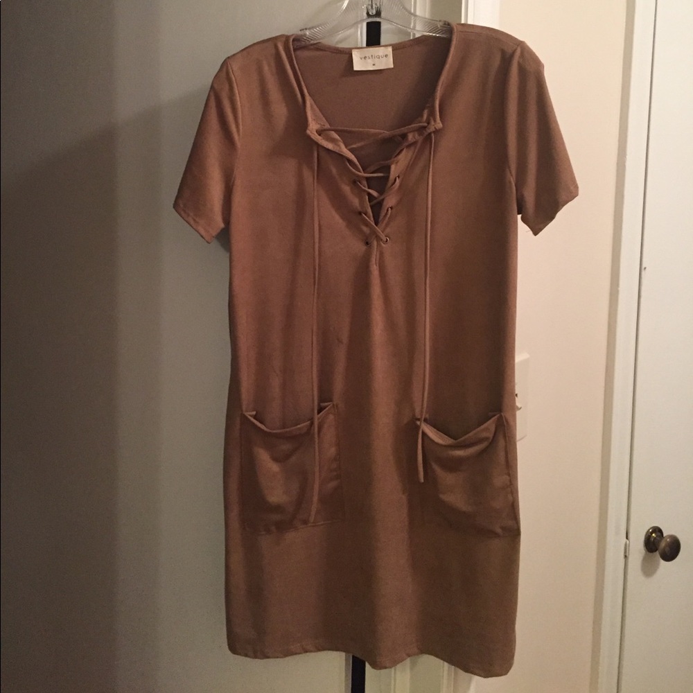 Suede lace up dress