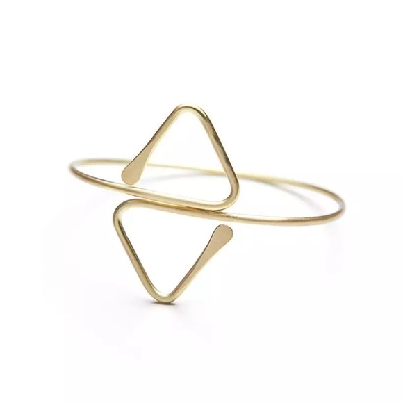 Gold Egypt Bar Curve Geo Open Upper Arm Cuff - Picture 2 of 3