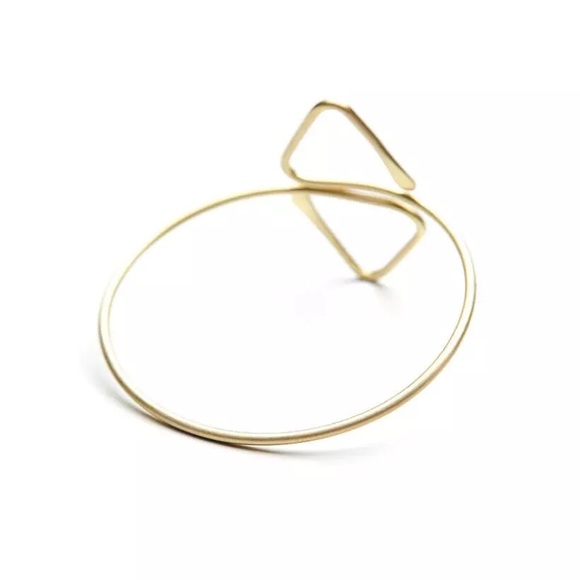 Gold Egypt Bar Curve Geo Open Upper Arm Cuff - Picture 3 of 3