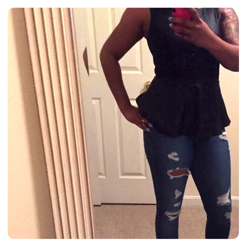 Peplum leather shirt