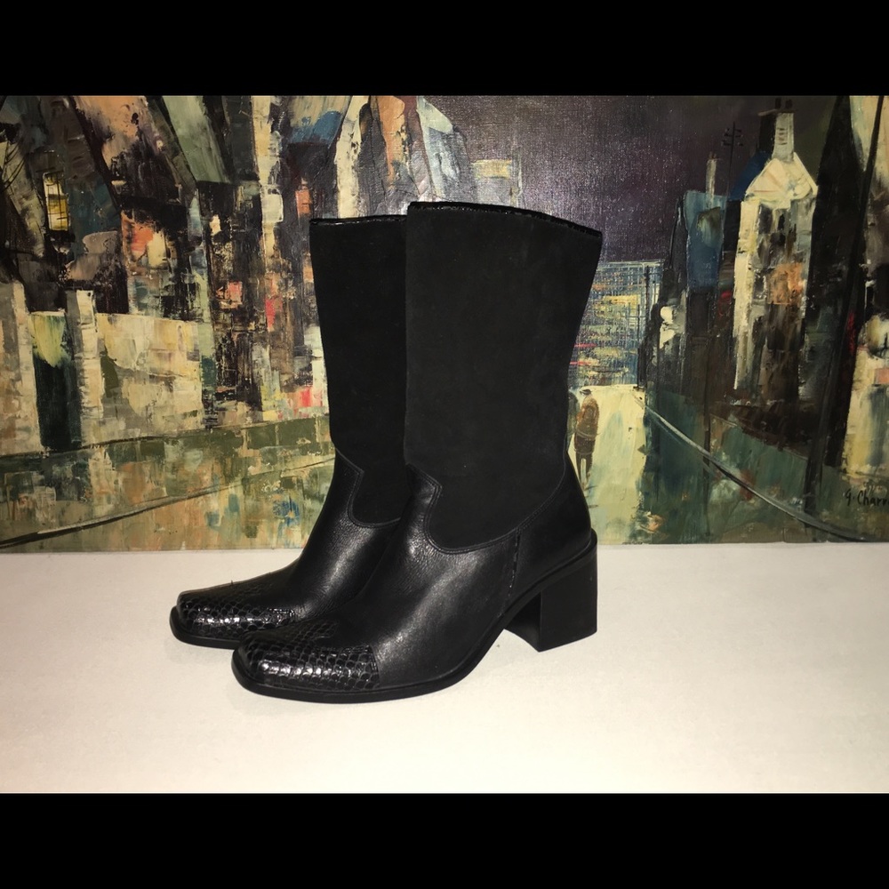 Cowgirl mid-calf black boots by Naturalizer