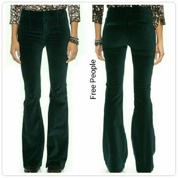 green velvet flare pants