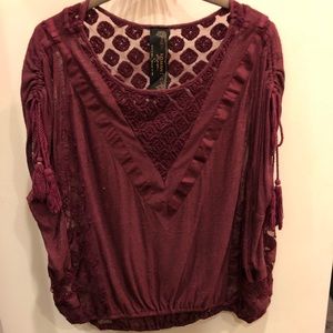 Free People Burgundy Shirt