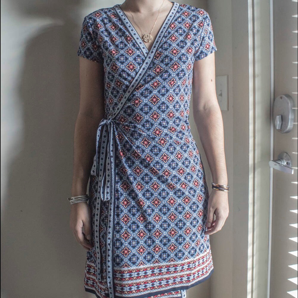Colorful patterned wrap dress