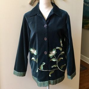 JESSICA HOLBROOK Teal Velvet Embroidered Jacket