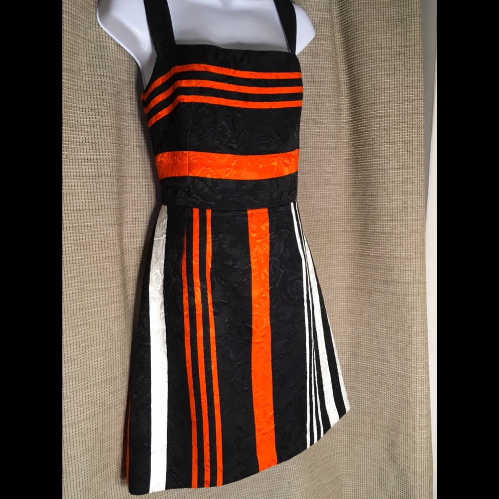 NWOT Dolce & Gabbana Jacquard Dress in Orange/B&W