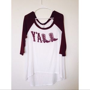 "Y'all" with Cowboy Boots Baseball Soft Teeshirt