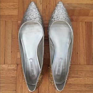 Zara Silver Glitter Flats Zara Silver Glitter Flats