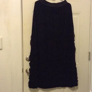 Black ruffle maxi skirt