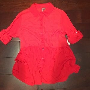 Knit cotton button up