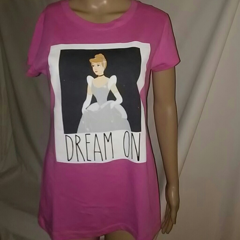 🆕Disney Cinderella Dream On Pink Screen Print Tee
