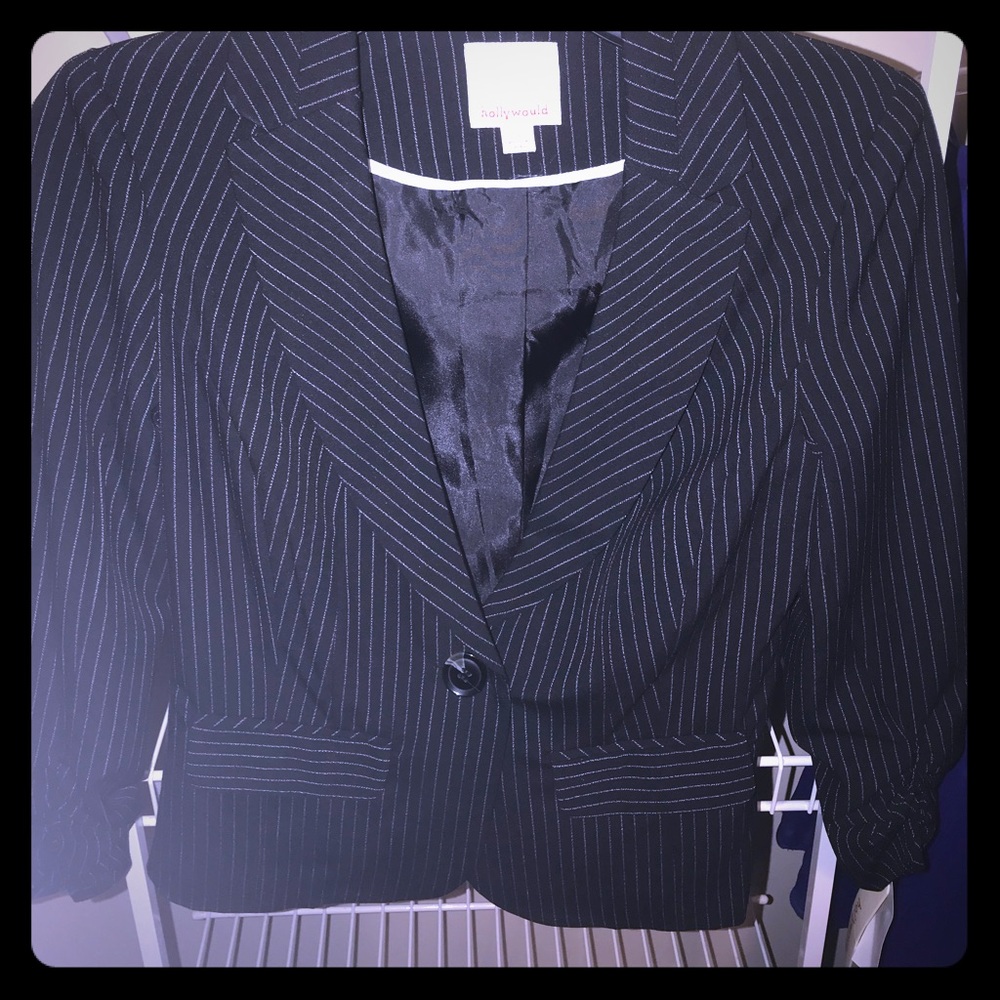 Black and white striped blazer