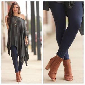 Navy brushed knit leggings