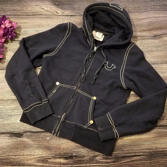 true religion navy blue hoodie