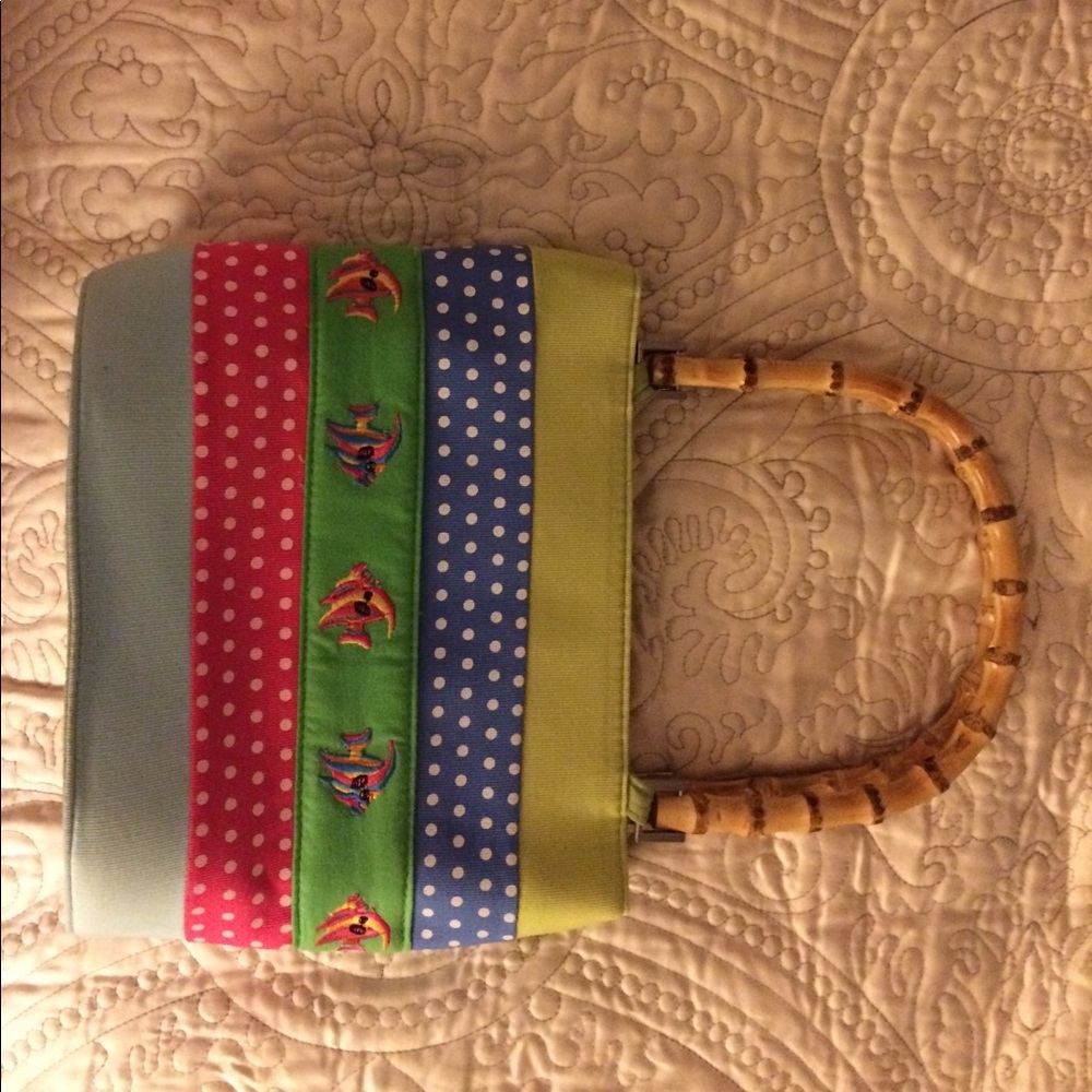 Bamboo handled Grosgrain multicolored small purse SOLD