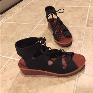 Black lace up sandals