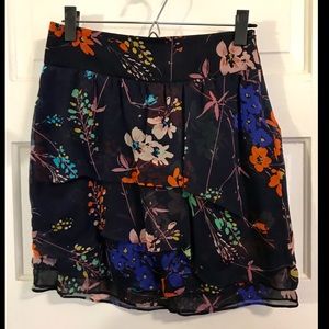 Zara Blue Floral High-Waisted Skirt