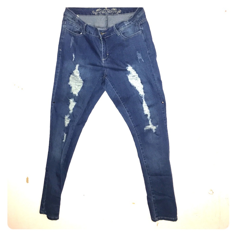 Denim wax brand ripped jeans