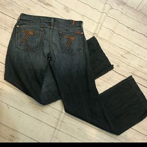 7FAM medium wash dojo wide leg trouser jeans