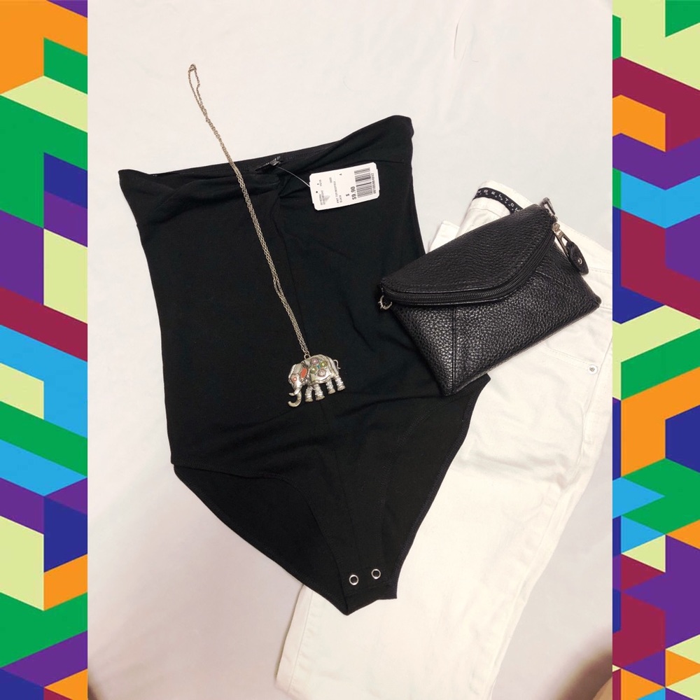 Black strapless bodysuit