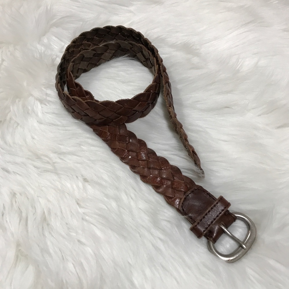 Leather braided belt