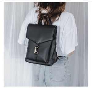 Black leather backpack
