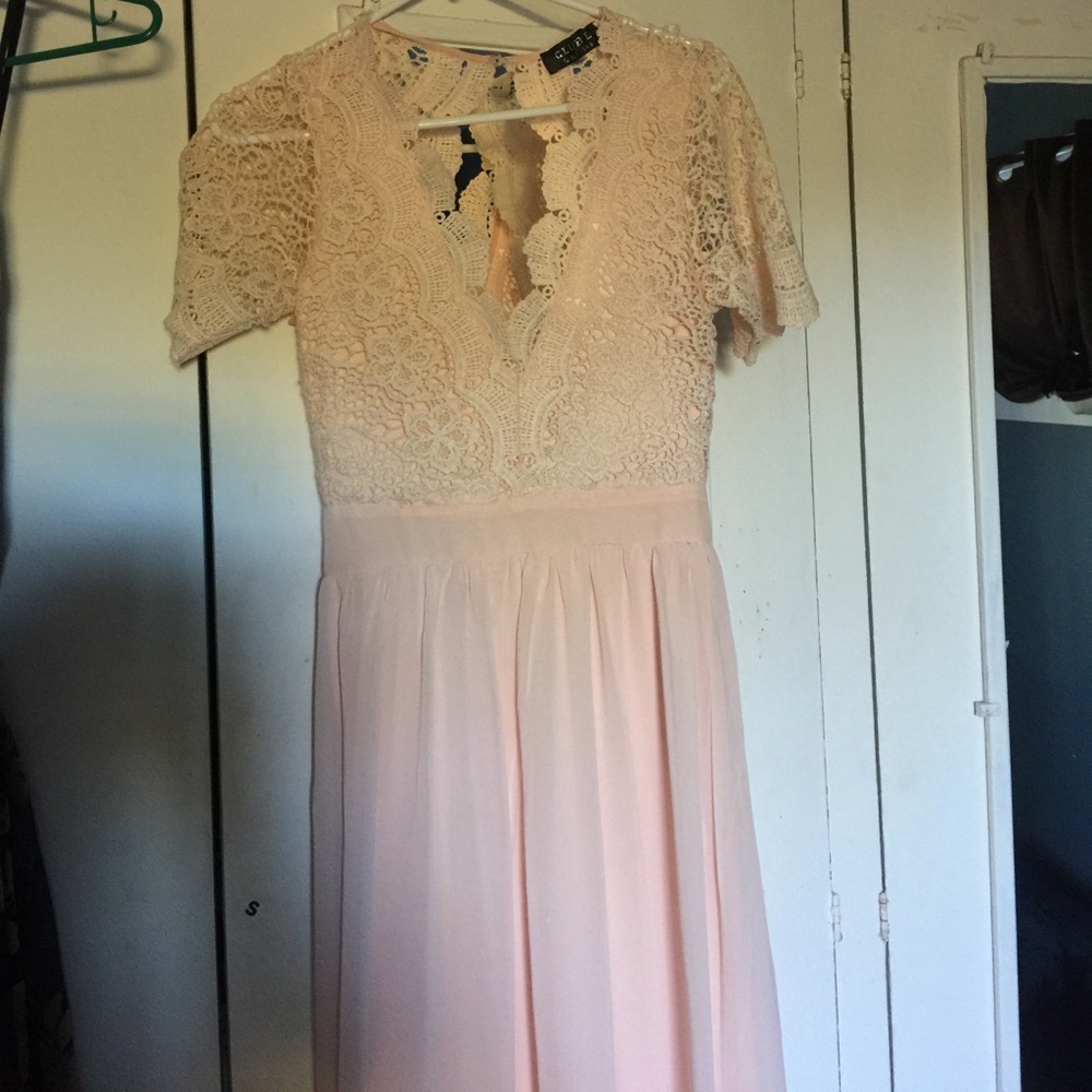 Blush pink maxi dress