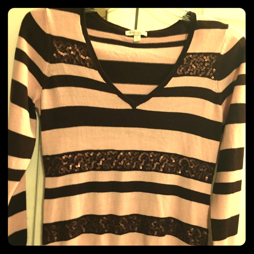 Striped, sequined sweater