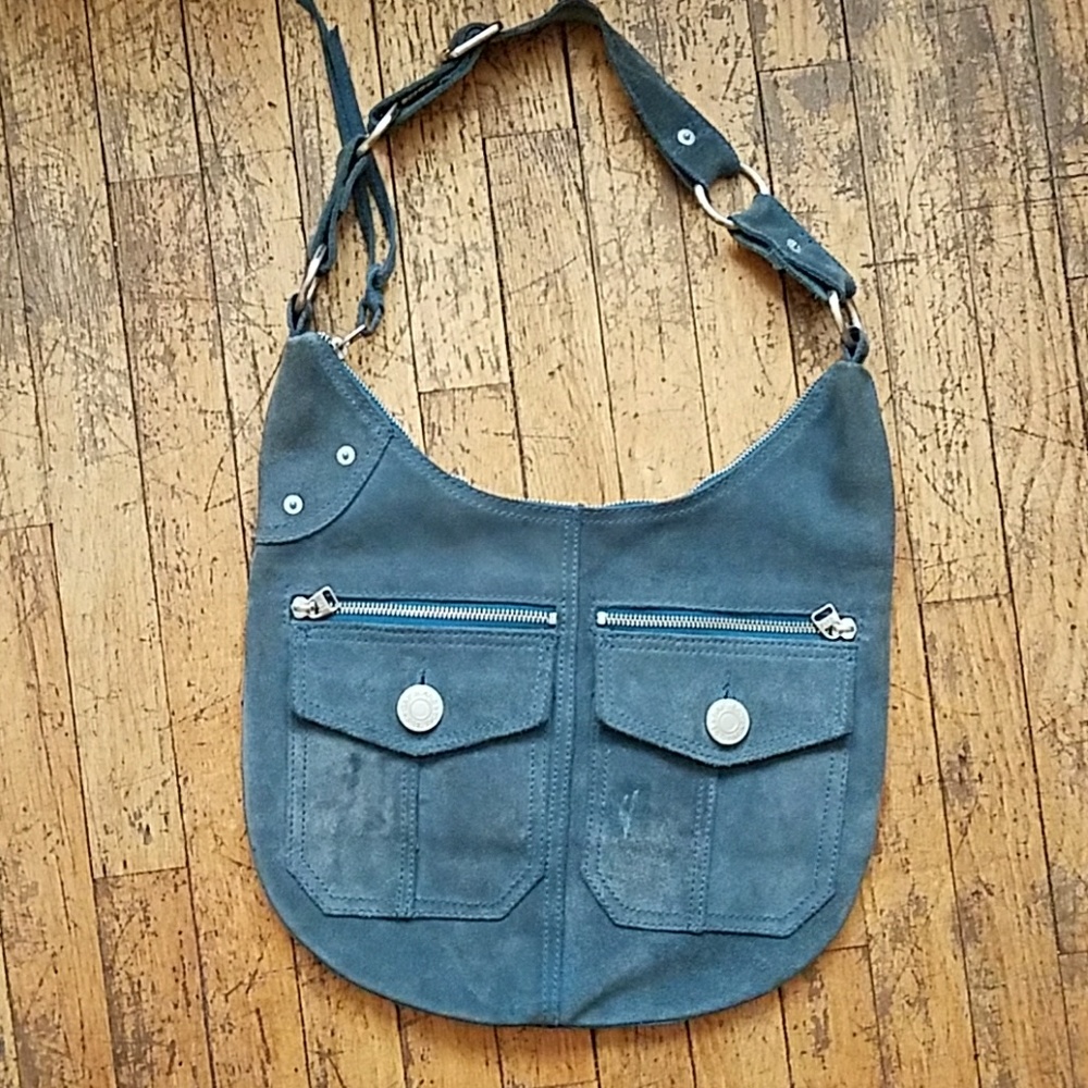 GAP vintage teal blue suede hobo bag