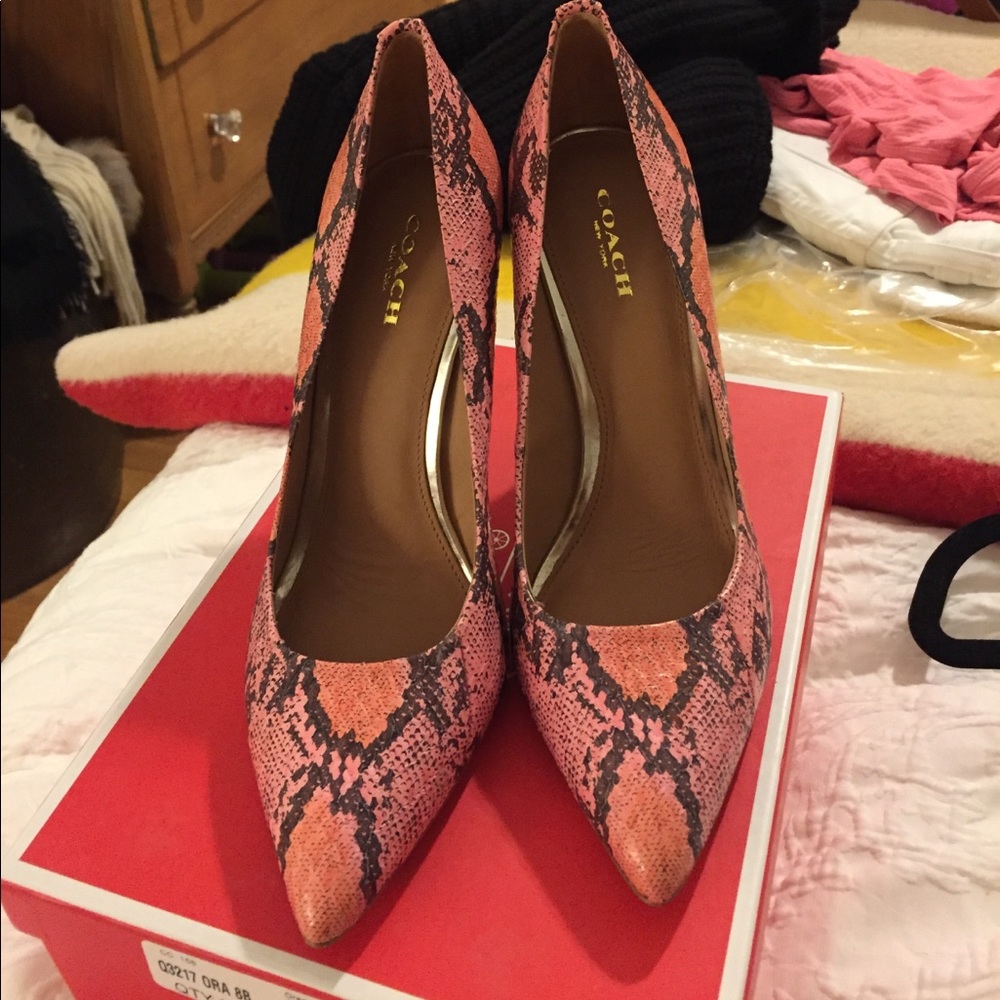 Brand New! Coach snakeskin heels