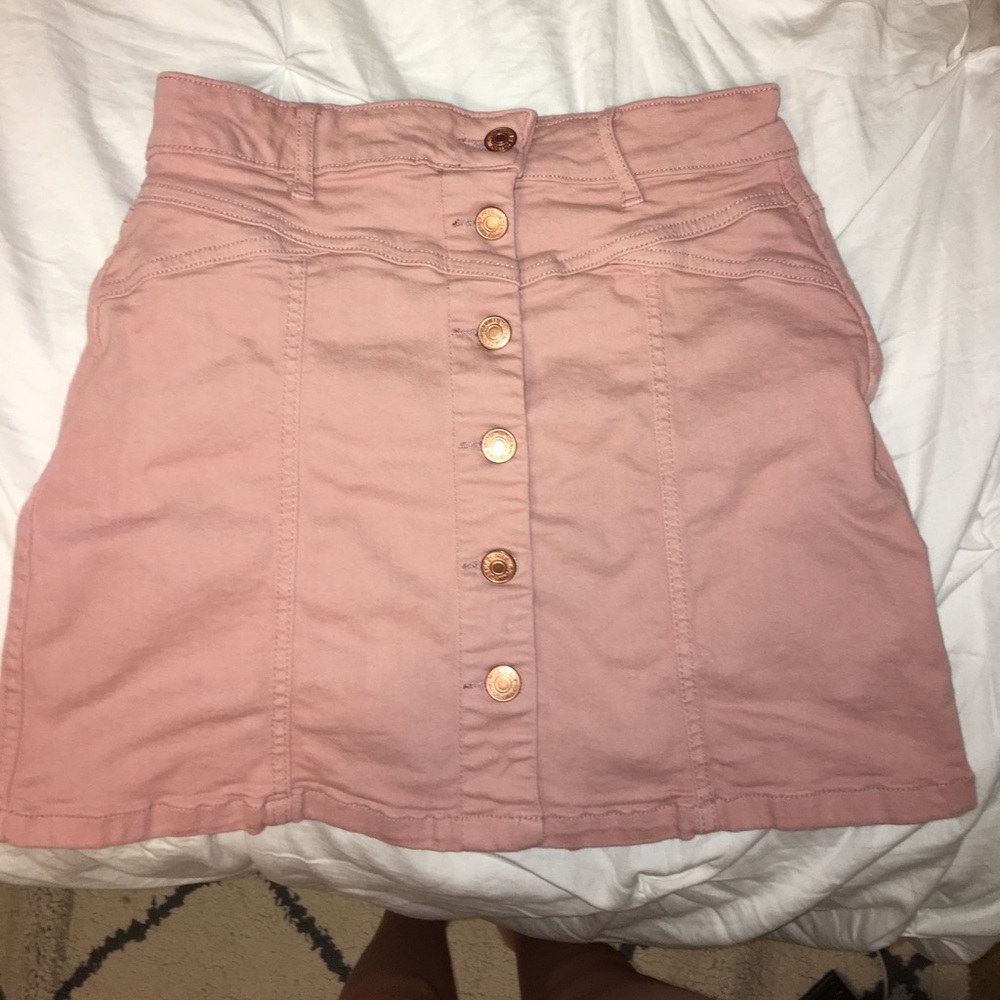pink denim skirt