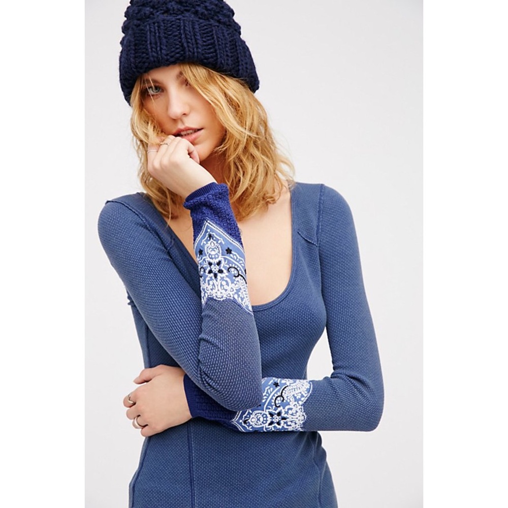 Free People Bandana Cuff Top Blue
