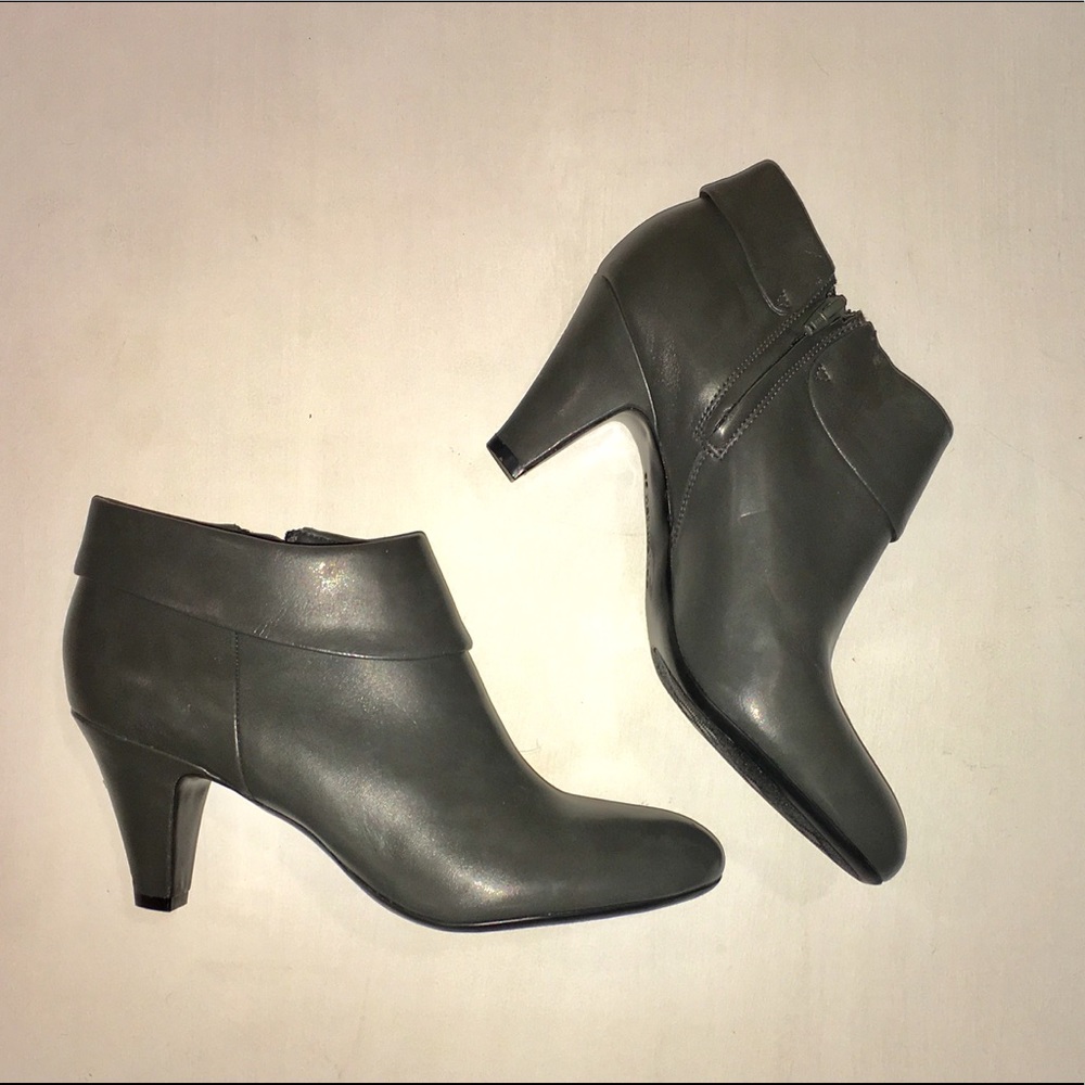 Gray Ankle Booties With Fold Over Cuff