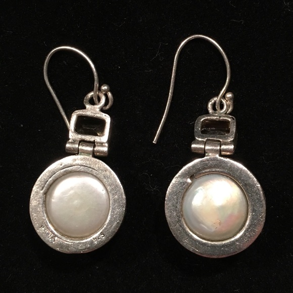 Mobe Pearl Drop Earrings in Sterling Silver - Picture 2 of 5