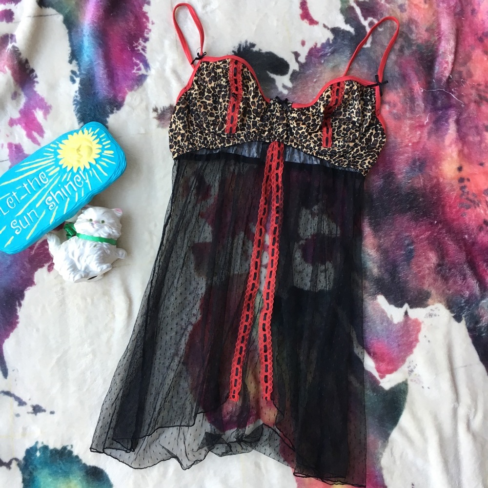 Fantasy lingerie leopard print nightgown